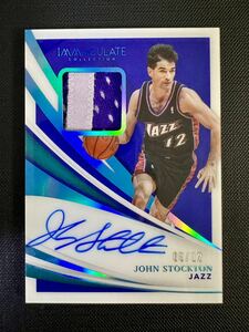 ★12枚限定 Panini Immaculate Number Patch Auto 直筆サインカード John Stockton