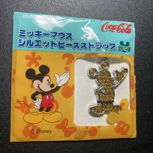 Disney ミッキーマウス シルエットビーズストラップ オレンジ コカ・コーラ キーホルダー ストラップ グッズ ミッキー ディズニー