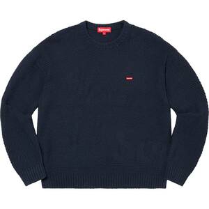 ☆ 20AW Supreme シュプリーム Textured Small Box Sweater テクスチャー スモールボックス セーター ジャガードロゴ ニット (ネイビー紺S)