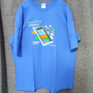 企業　Tシャツ　AT&T Nokia ノキア　windows phone ブルー 半袖　Lumia 900