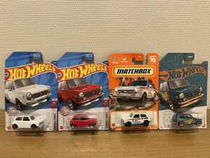 4台セット日本未発売ホットウィール マッチボックスCUSTOM ‘70HONDA N600 ホンダ N360HotWheels matchboxスカーレットパール&クローム