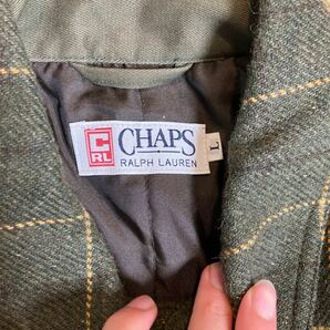 う1307 CHAPS Ralph Lauren チャップス チェック柄 中綿ウールジャケット L オリーブの画像3