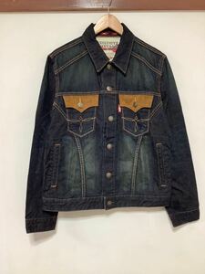 い1329 EDWIN EXCLUSIVE VINTAGE エドウィン 46285 デニムジャケット L ユーズド加工 ジージャン Gジャン 