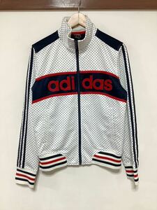 い1342 adidas アディダス ドット柄 トラックジャケット M ホワイト フロッキープリント