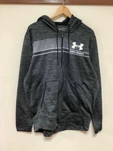 き1306 UNDER ARMOUR アンダアーマー ジップアップ ジャージパーカー トレーニングウェア XL グレー 裏起毛 ロゴプリント