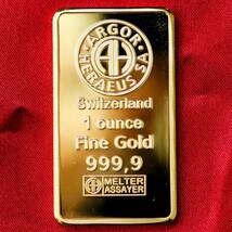 スイス CREDIT SUISSE インゴット 1オンス 金貨 記念メダル 美品 メダル 24KGP 金 ゴールド ゴールドバー レプリカ コイン_画像1