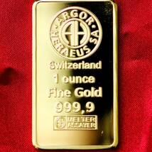 スイス CREDIT SUISSE インゴット 1オンス 金貨 記念メダル 美品 メダル 24KGP 金 ゴールド ゴールドバー レプリカ コイン_画像3