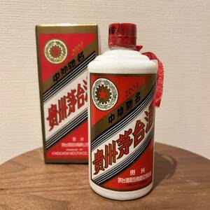 【未開栓】貴州茅台酒 マオタイ酒 五星麦ラベル 2001 MOUTAI KWEICHOW 中国酒 500ml 53% 約960g 箱付 