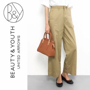 BEAUTY&YOUTH コットンチノハイウエストワイドパンツ