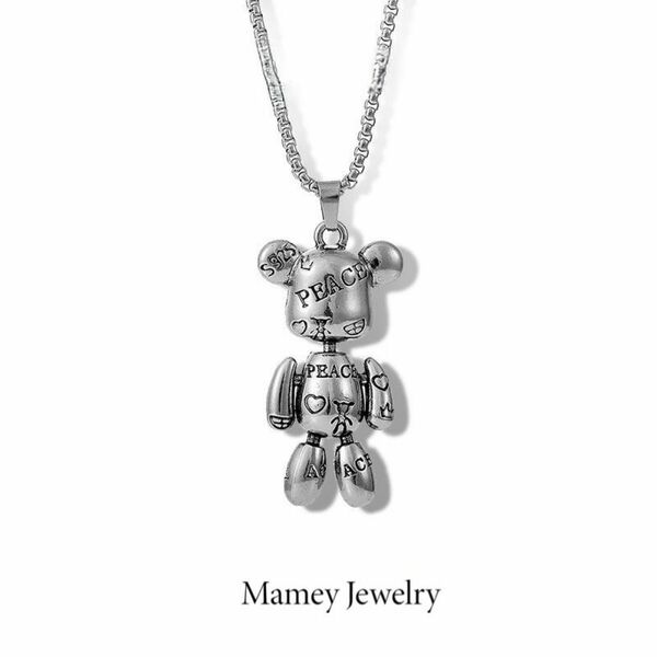 Mamey Jewelry クマのパーカー、セーター、チェーン、ペンダント、アクセサリー、カップルネックレス、高級感、ペンダント