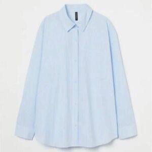 H&M ストライプ シャツ ブルー 韓国 エイチアンドエム