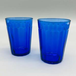 (60) アルコロック Arcoroc ガラス製 グラス タンブラー 2客 ペア フランス製 ブルー
