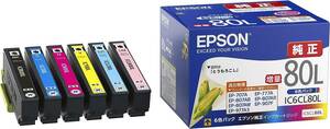 新品・EPSON純正品インクカートリッジ IC6CL80L 6色パック　純正インクカートリッジ x5個