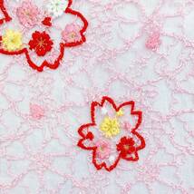【送料無料】 新品　未使用品　レースクロス　23cm×115cm　ピンク　桜　刺繍　ラメ　rc02_画像4