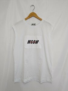 MSGM 20SS エムエスジーエム アクティブ ロゴ ノースリーブ Tシャツ 3045MM06 217098-01 サイズM ホワイト