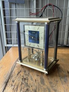 日新工業 MASTER QUARTZ 回転振り子時計 水晶置き時計 ゴールド アンティーク マスタークォーツクロック動作確認済み