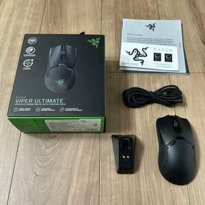 【1円スタート】【中古美品】レイザー/RAZER ワイヤレスゲーミングマウス RZ01-03050100-R3A1 VIPER ULTIMATE 有線/無線 8ボタン