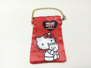 ハローキティ スマホ ポーチ チェーン付き セブンティーン 2013年12月号 特別付録 HELLO KITTY 40TH ANNIVERSARY サンリオ