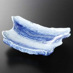 ＫＭ！ ☆藍流しチギリ皿☆ 37M194-4 新品 盛鉢 盛皿 プレート 焼物皿 ボウル