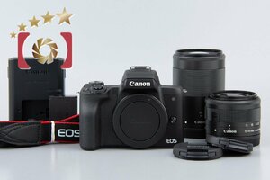 １円出品 Canon キヤノン EOS Kiss M ダブルズームレンズキット ブラック【オークション開催中】