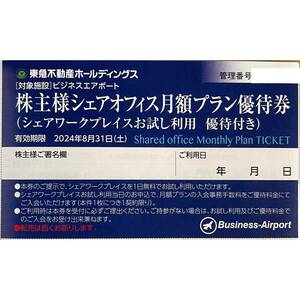 東急不動産　株主優待　会員制シェアオフィスビジネスエアポート　月額プラン優待券