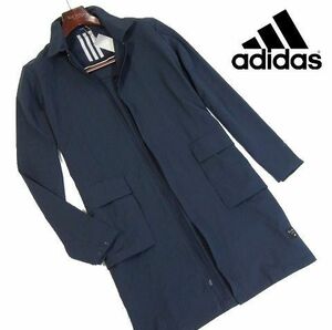 C土03013新品▼ アディダス 東レドットエアー生地 ステンカラーコート 【 M 】 スプリングコート adidas コート 通気性 吸水速乾性 紺系