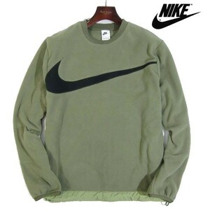 B土02254新品▼ ナイキ ゴルフ にも最適!! フリース クルーネック 【 L 】 トレーナー NIKE フリースジャケット ビッグロゴ オリーブ系