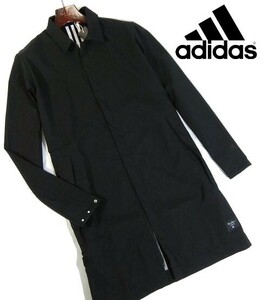 C日03053新品▼ 春物 アディダス adidas スプリングコート 【 L 】 ステンカラーコート 耐水加工 コート サイドスリット 黒系