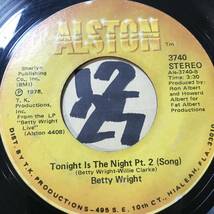 試聴 BETTY WRIGHT TONIGHT IS THE NIGHT PT1 RAP / PT2 SONG 両面VG++ ブッカーTとMG’S TIME IS TIGHT引用 _画像2