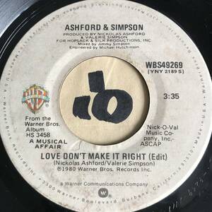 試聴 ASHFORD & SIMPSON LOVE DON’T MAKE IT RIGHT (EDIT) EX+ 