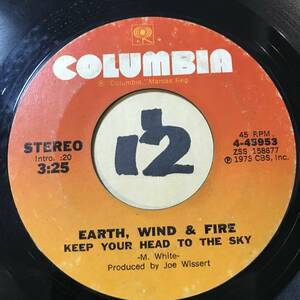 試聴 シカゴくつろげソウル45 EARTH, WIND & FIRE KEEP YOUR HEAD TO THE SKY 両面VG++ SOUNDS EX 