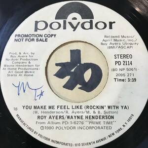 試聴 ROY AYERS /WAYNE HENDERSON YOU MAKE ME FEEL LIKE (ROCKIN’ WITH YA) EX+ 