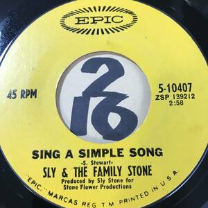 試聴 ブレイクビーツ SLY & THE FAMILY STONE SING A SIMPLE SONG / EVERYDAY PEOPLE 両面EX+ 