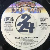 試聴 新品 JOHN & ARTHUR SIMMS THAT THANG OF YOURS 1980_画像2