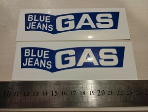 GAS bluejeansステッカー　２枚セット　GAS バイクステッカー　カーステッカー　車ステッカー　ガスブルージーンズ　レーシングステッカー