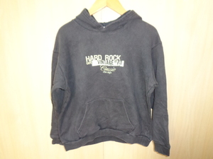 b487◆Hard Rock CAFE Chicago スウェットパーカー◆ハードロックカフェ YOUTH XLARGE ダークグレー キッズ フーディー ポリコットン 6B