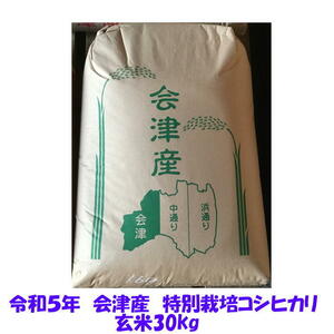 玄米30kg　令和５年産　会津　特別栽培　コシヒカリ 大袋（精米・小分け不可）東北関西　送料無料　調製玄米　送料込み　米　お米