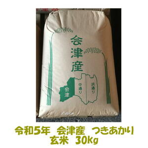玄米30kg　令和５年産　会津　つきあかり　玄米　30kg　大袋（精米・小分け不可）東北関西　送料無料　調製玄米　送料込み　米　お米