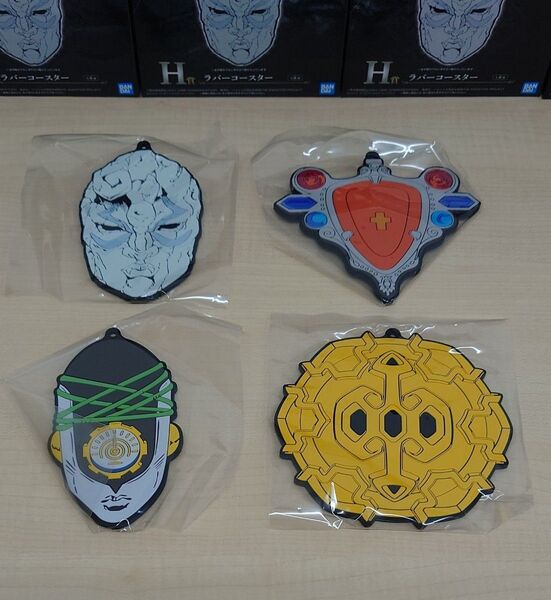 【未開封4個セット②】一番くじ ジョジョの奇妙な冒険 EVIL PARTY H賞 ラバーコースター 石仮面 エイジャの赤石