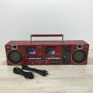 ジャンク品 SHARP シャープ QT-88R ダブルカセット FM/AMラジオ テーブルコンポーネントシステム レッド[C1493]