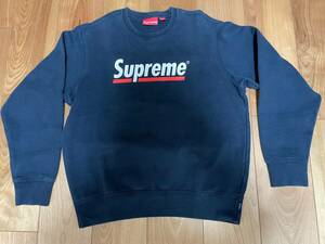 売り切り１００円スタート SUPREME シュプリーム UNDERLINE CREWNECK アンダーライン クルーネック スウェット トレーナー ネイビー