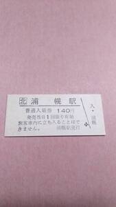 JR北海道　根室本線　浦幌駅　140円入場券　日付無