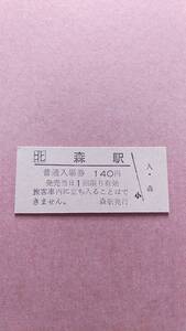 JR北海道　函館本線　森駅　140円入場券　日付無