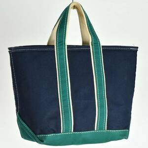 美品！ バキバキ！ ギザタグ！ 80s L.L.Bean デラックス BOAT AND TOTE キャンバス トートバッグ ビンテージ ネイビー グリーン ミディアム