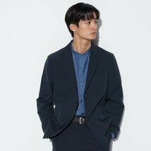 UNIQLO 感動ジャケット(コットンライク) Lサイズ ネイビー テーラードジャケット 2023年モデル_画像1