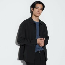 UNIQLO 感動シャツジャケット メンズLサイズ ブラック 黒 2024年モデル_画像1