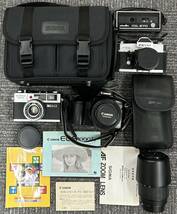 ●　Canon　キャノン　MINOLTA　ミノルタ　RICOH　リコー　カメラ　レンズ　ポケットカメラ　EOS1000S　FTE　ELNICA35M　など　おまとめ_画像1
