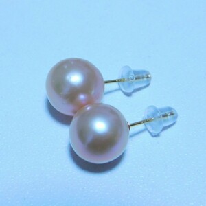 K18 Purple Pink Freshwater Pearl 10,0 мм серьги