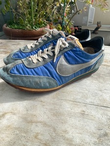 ビンテージ！70'sナイキNIKE・ロードランナー青X銀オリジナル！台湾製！筆記体直後！希少US10ハーフ！100円～最落無し！検索風車日本製80s