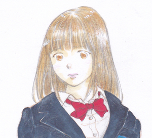 vivi 手描きイラスト「sketch61」女の子　美女　美少女　女子高校生　制服　ブレザー　美人画 人物画 鉛筆画 直筆 原画 A4